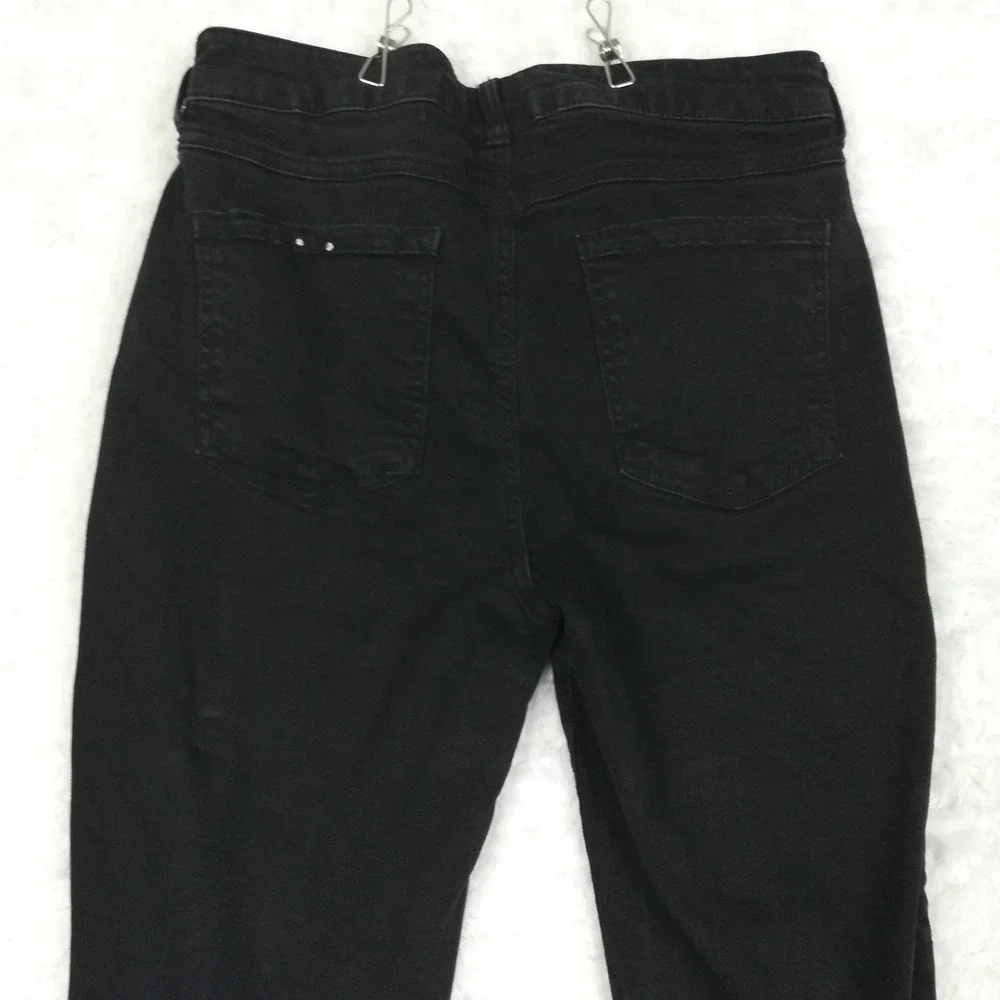 D. Jeans Womens Cropped Black Denim Split Hem High Rise Stretch 10